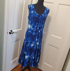 IMNYC Blue Tie Dye Print Midi Sleeveless Dress Size Medium
